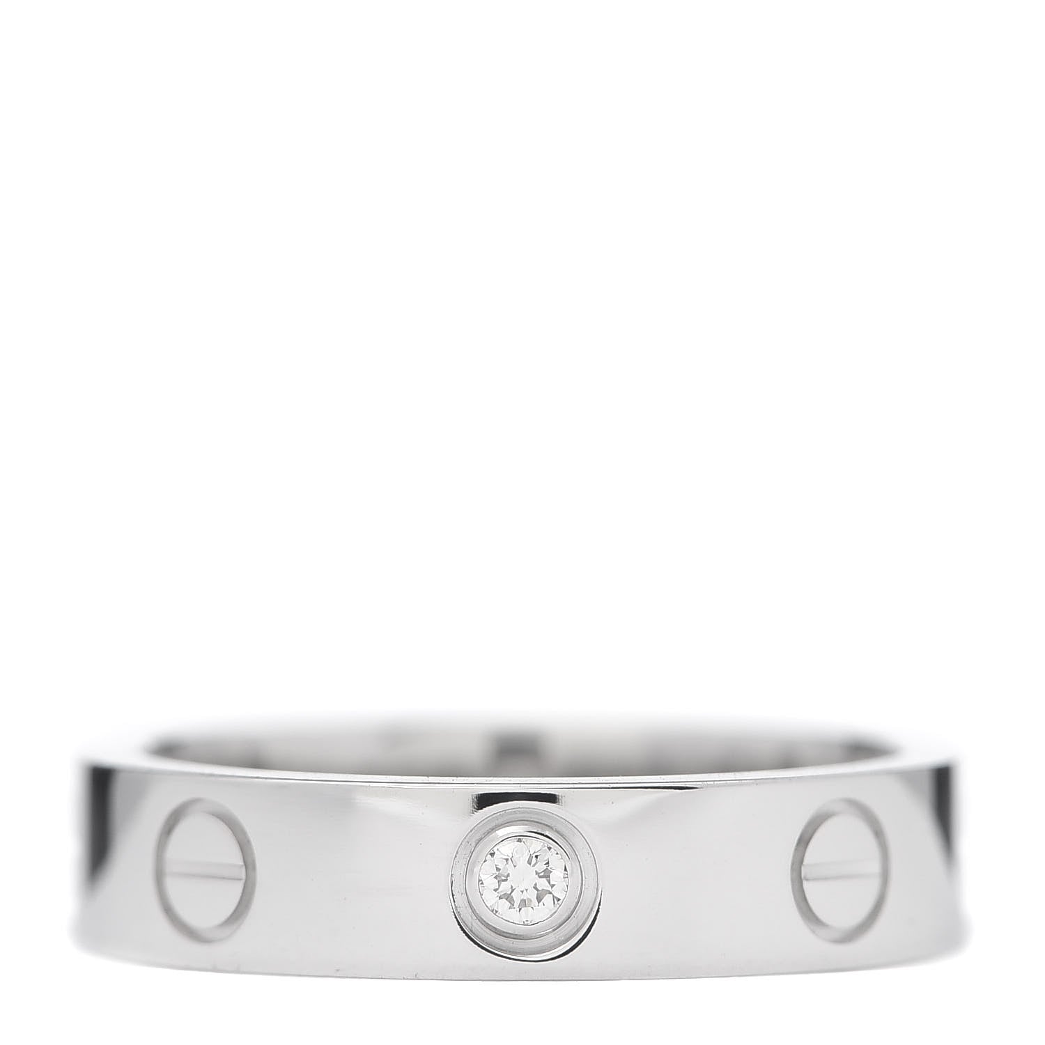 Cartier 18K White Gold Diamond 4mm LOVE Wedding Band Ring 48 4.5 1 of 5