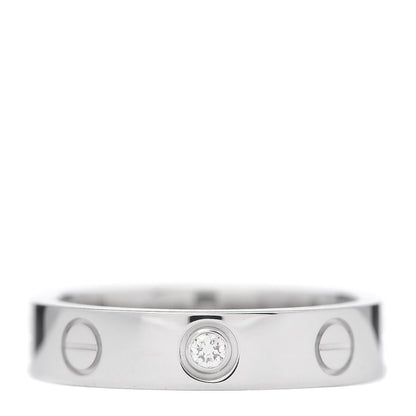 Cartier 18K White Gold Diamond 4mm LOVE Wedding Band Ring 48 4.5 1 of 5