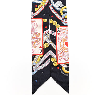 Hermes Silk Dame de Coeur Twilly Black Rouge Or 2 of 5