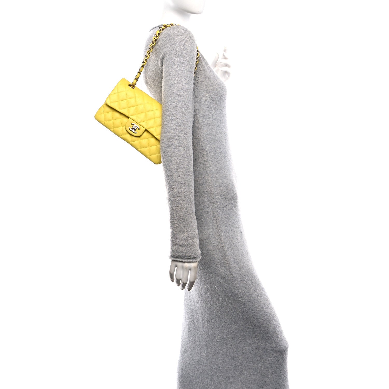 Chanel Caviar Quilted Small Double Flap Light Yellow 2 of 11