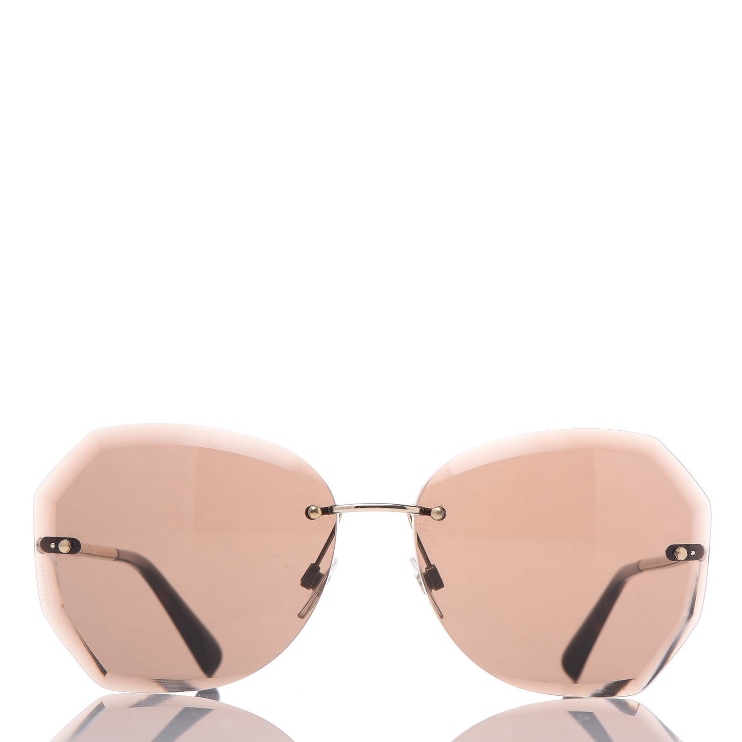 Metal Spring Round Sunglasses 4220 Gold Brown