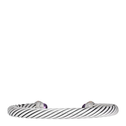 David Yurman Sterling Silver 14K Yellow Gold Amethyst 7mm Cable Classics Bracelet 2 of 3