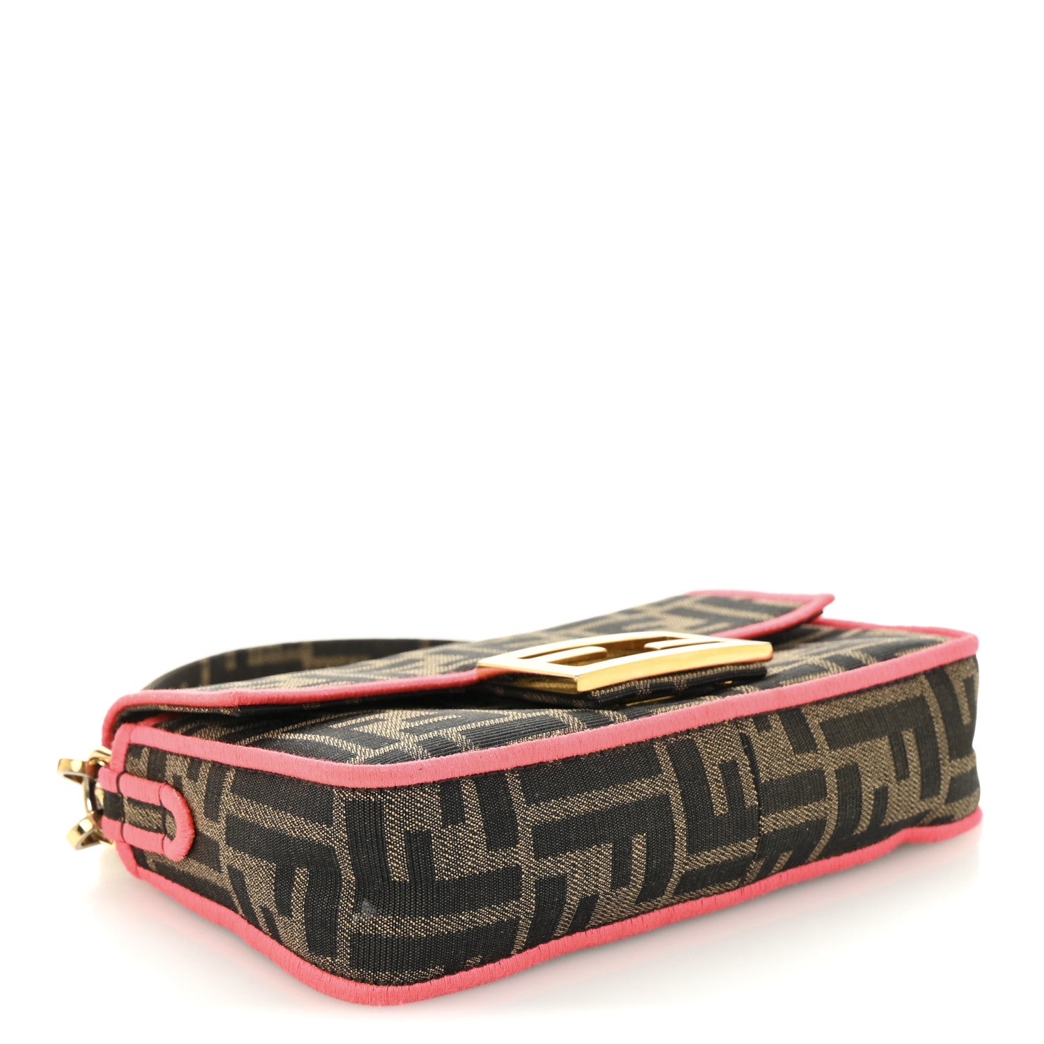 Fendi Fabric Jacquard FF 1974 Roma Armor Mini Baguette Tobacco Moro Fuxia Fluo 4 of 10