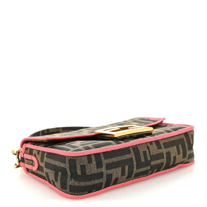 Fendi Fabric Jacquard FF 1974 Roma Armor Mini Baguette Tobacco Moro Fuxia Fluo 4 of 10
