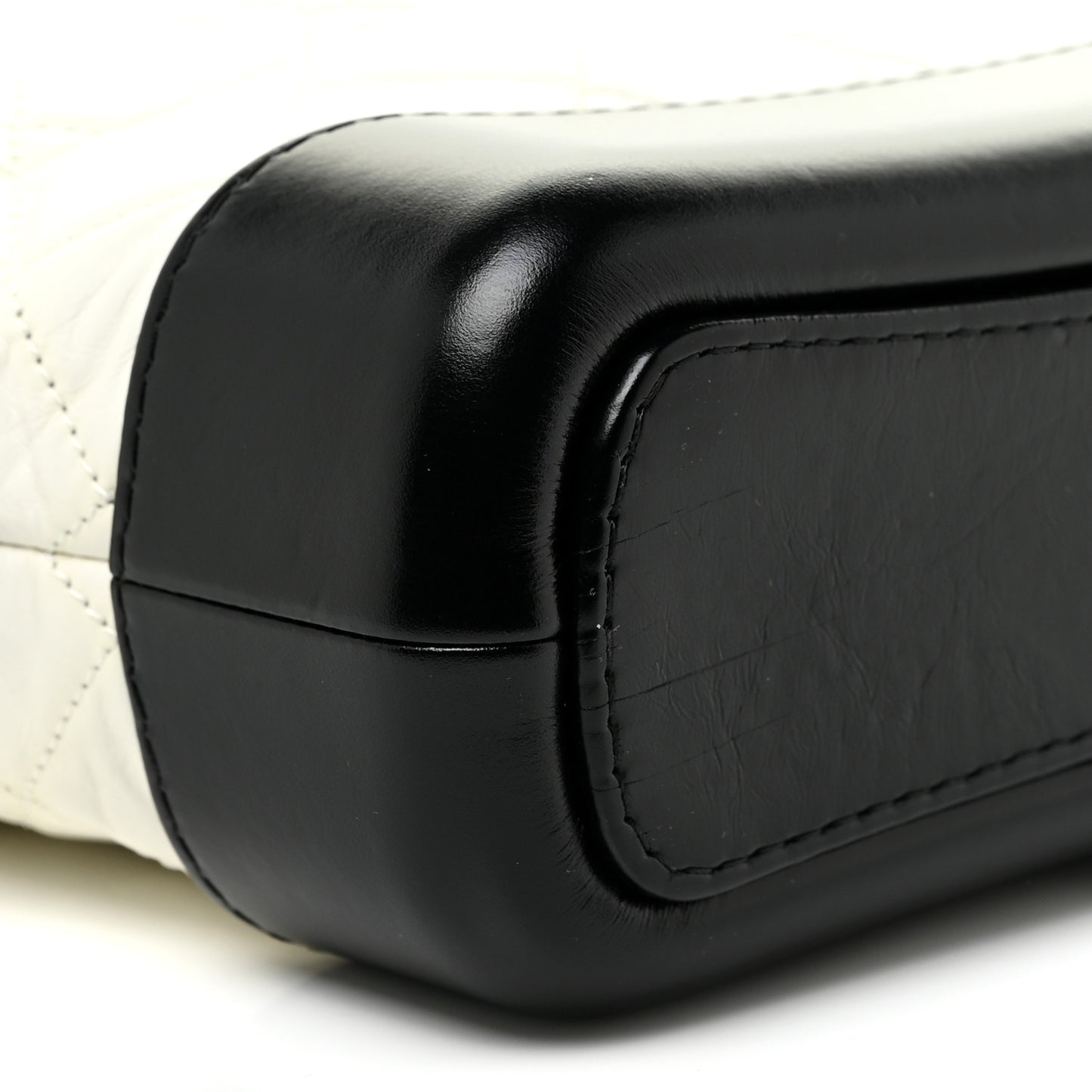 Aged Calfskin Quilted Small Gabrielle Hobo Black White
