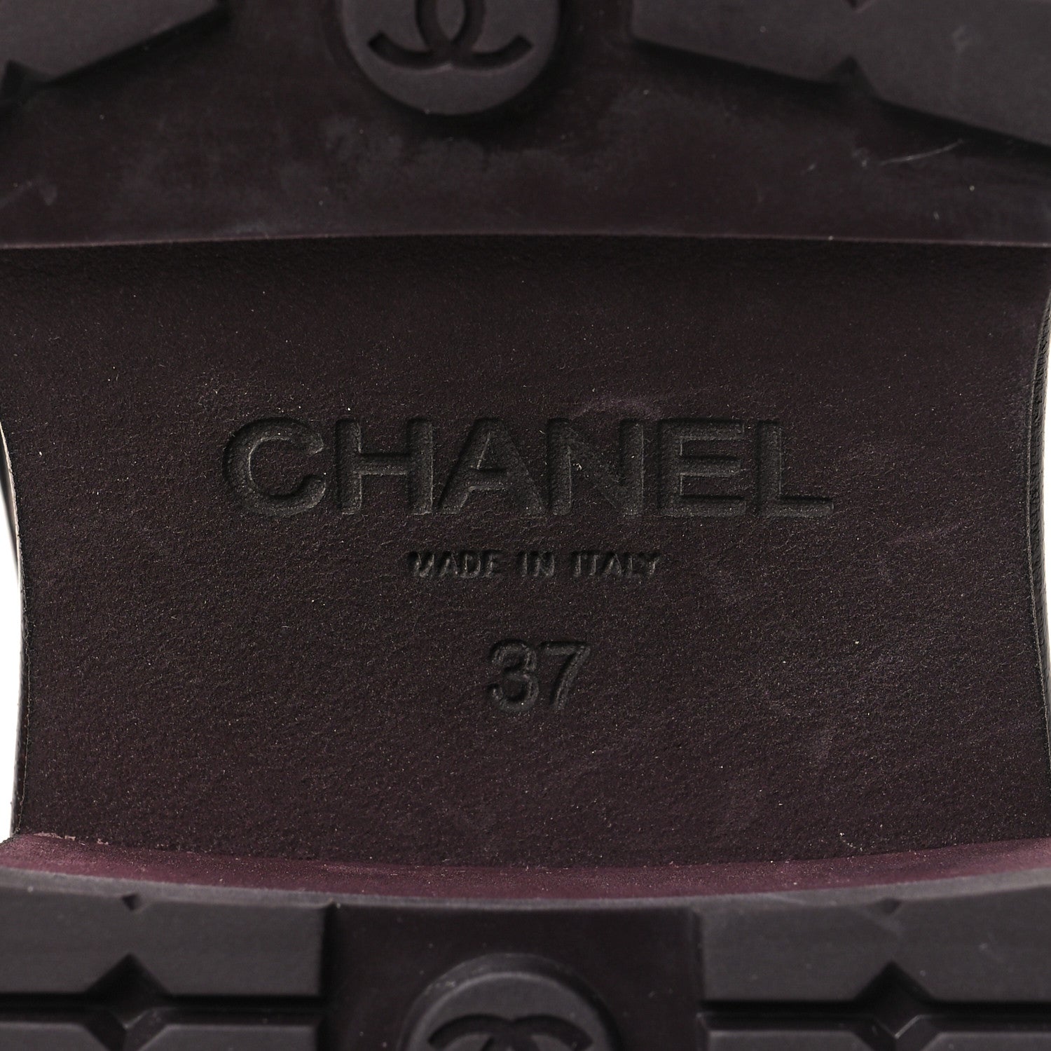 Chanel Calfskin Quilted CC Mocassin Loafers 37 Dark Purple 7 of 9