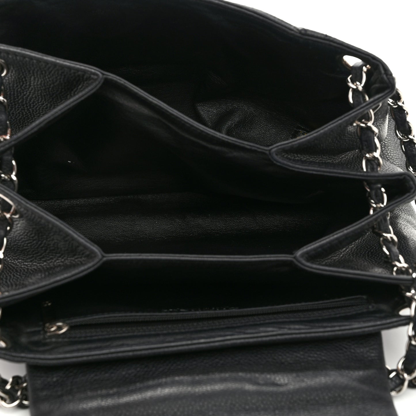 Caviar Quilted Accordion Mademoiselle Flap Black