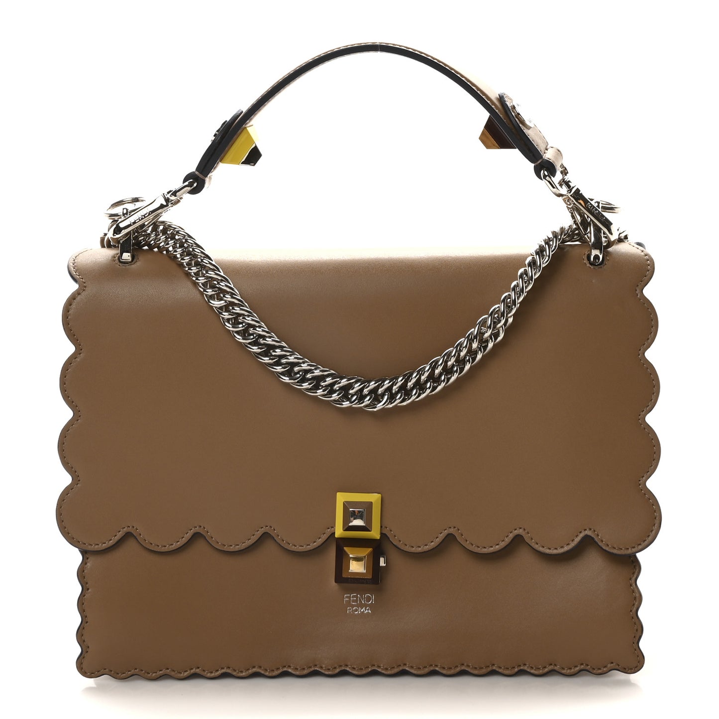 Vitello Liberty Scalloped Studded Kan I Shoulder Bag Sand
