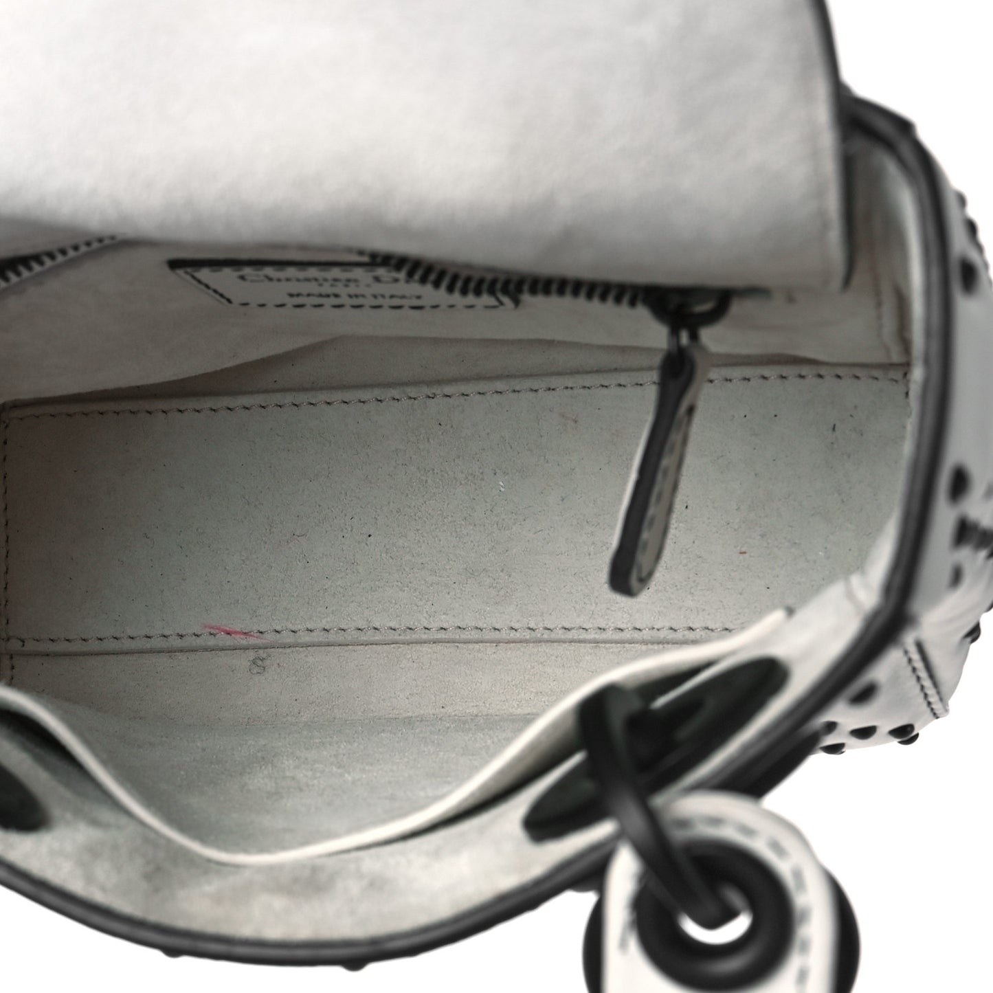 Ultra Matte Calfskin Studded Mini Supple Lady Dior White Black