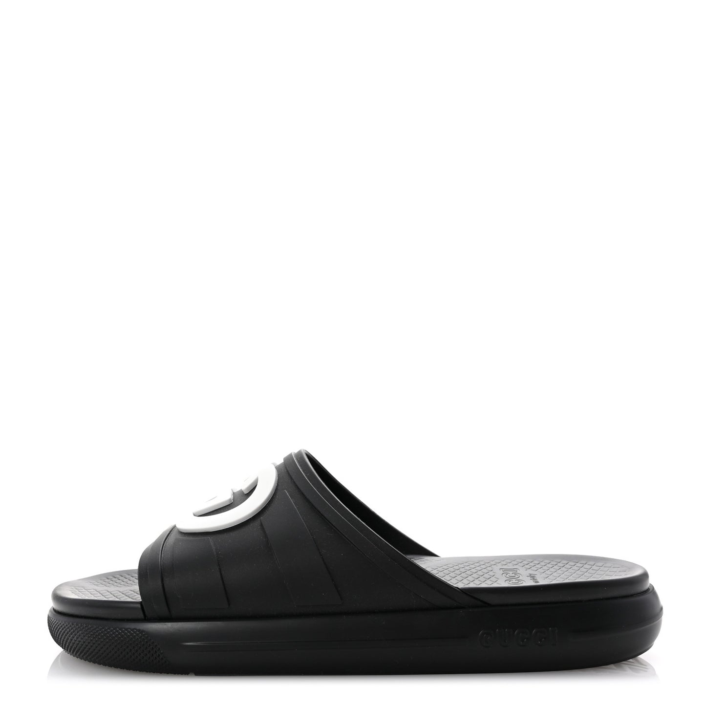Rubber Interlocking G Pursuit Mens Slide Sandals 9 Black White
