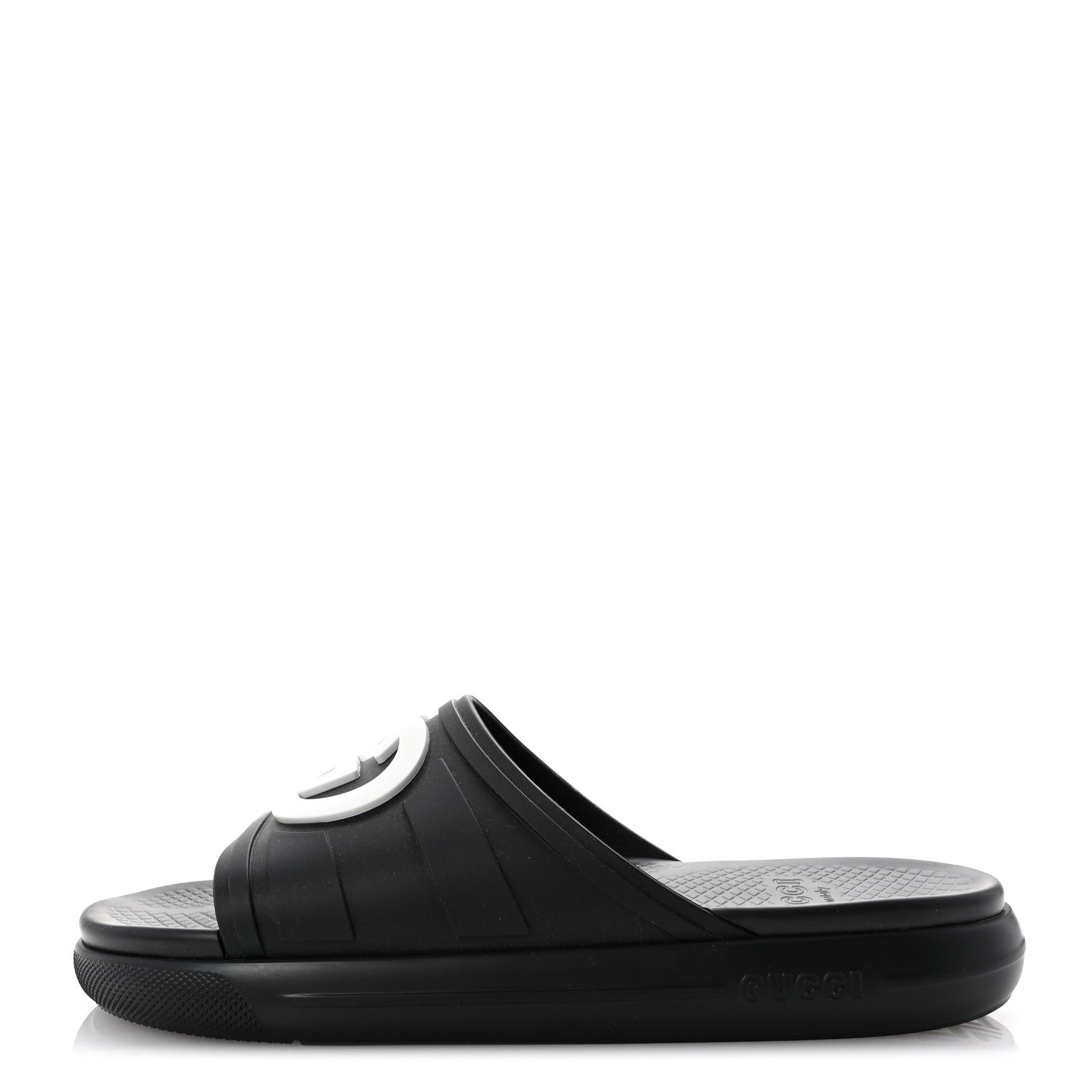 Gucci Rubber Interlocking G Pursuit Mens Slide Sandals 9 Black White 1 of 10