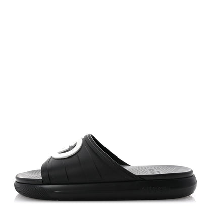 Gucci Rubber Interlocking G Pursuit Mens Slide Sandals 9 Black White 1 of 10