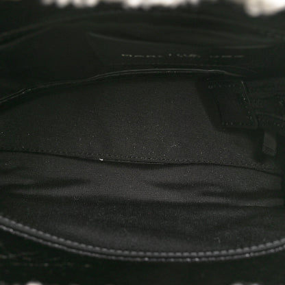Marc Jacobs Shiny Calfskin Faux Shearling Mini The Traveler Tote Bag Black 5 of 9