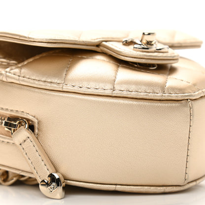 Chanel Metallic Lambskin Quilted CC In Love Heart Waist Belt Bag With Chain Gold 9 of 10