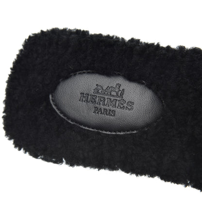 Hermes Woolskin Oran Sandals 40 Black 6 of 13
