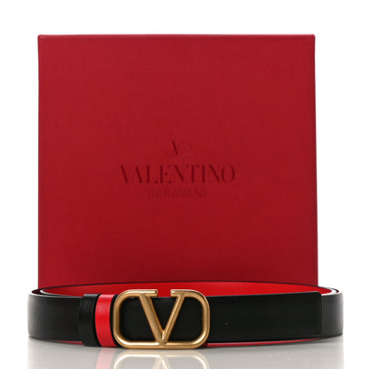 Valentino Garavani Glossy Calfskin VLogo Reversible 20mm Belt 85 34 Black Rouge Pur 9 of 9