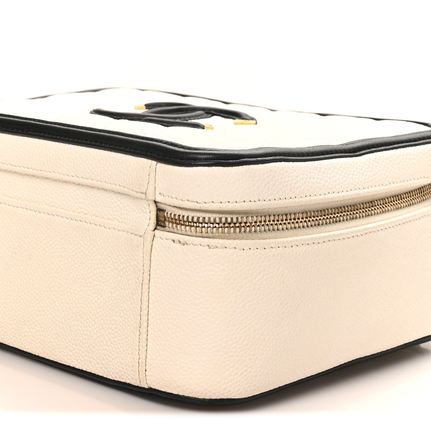 Chanel Caviar Quilted Large CC Filigree Vanity Case White Black 10 of 10