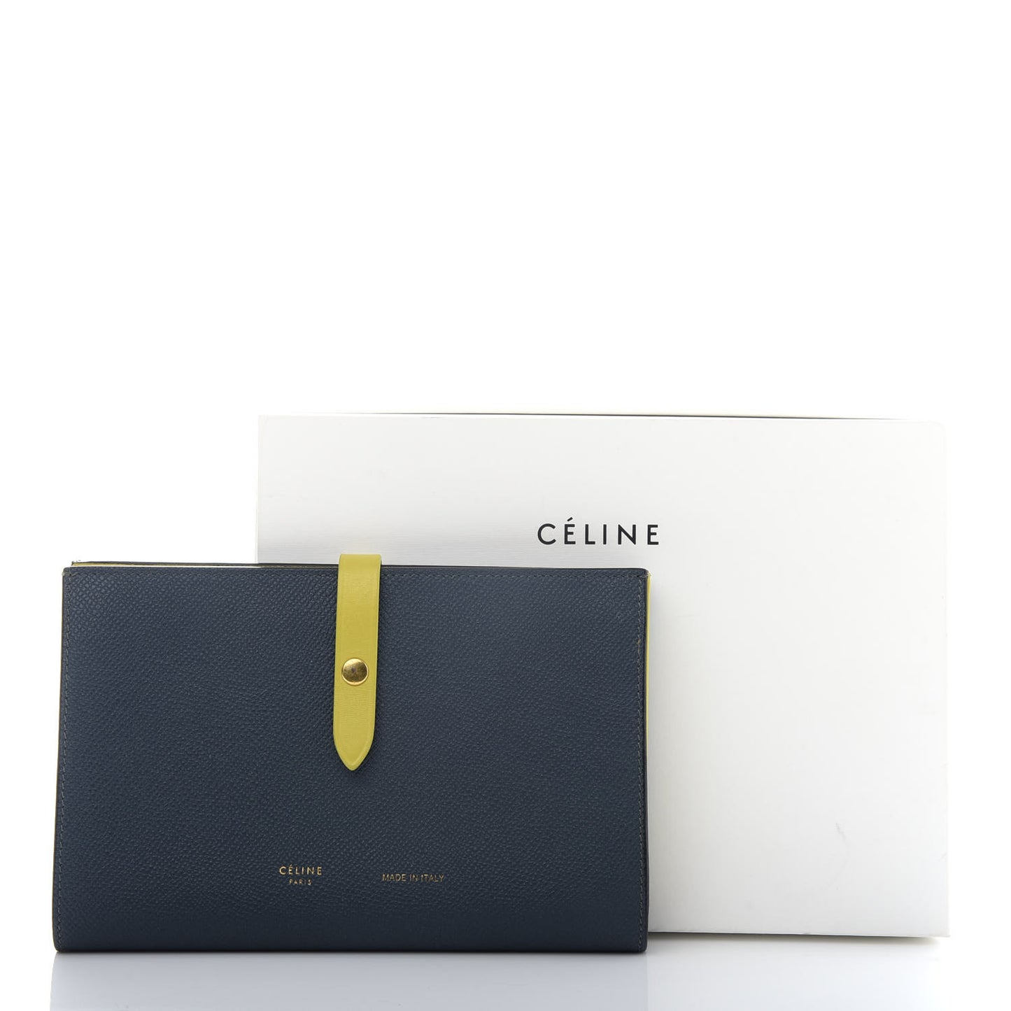Grained Calfskin Large Multifunction Strap Wallet Slate