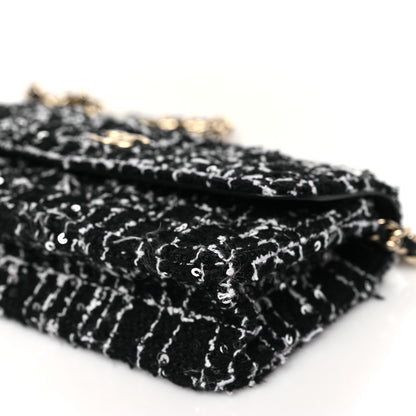 Chanel Tweed Sequin Quilted CC Flap Phone Holder With Chain Black White 11 of 11