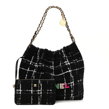 Chanel Wool Tweed Quilted Chanel 22 Black Multicolor 1 of 10