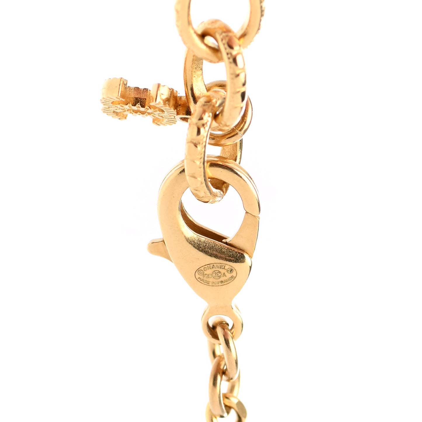 Crystal Pearl Perfume Bottle CC Necklace Black Gold