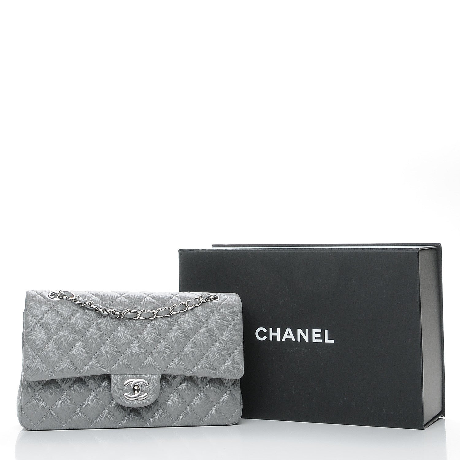 Chanel Caviar Quilted Medium Double Flap Grey 8 of 8