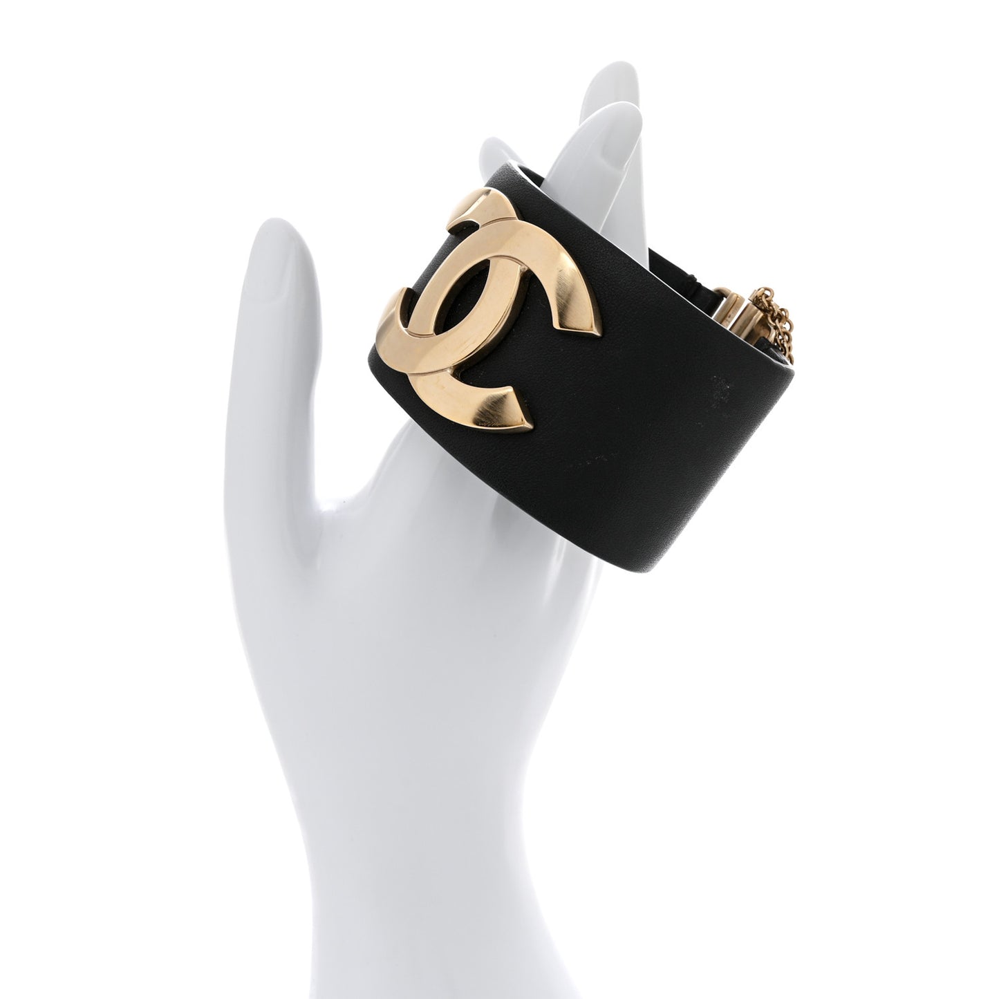 Calfskin CC Wide Cuff M Black Gold
