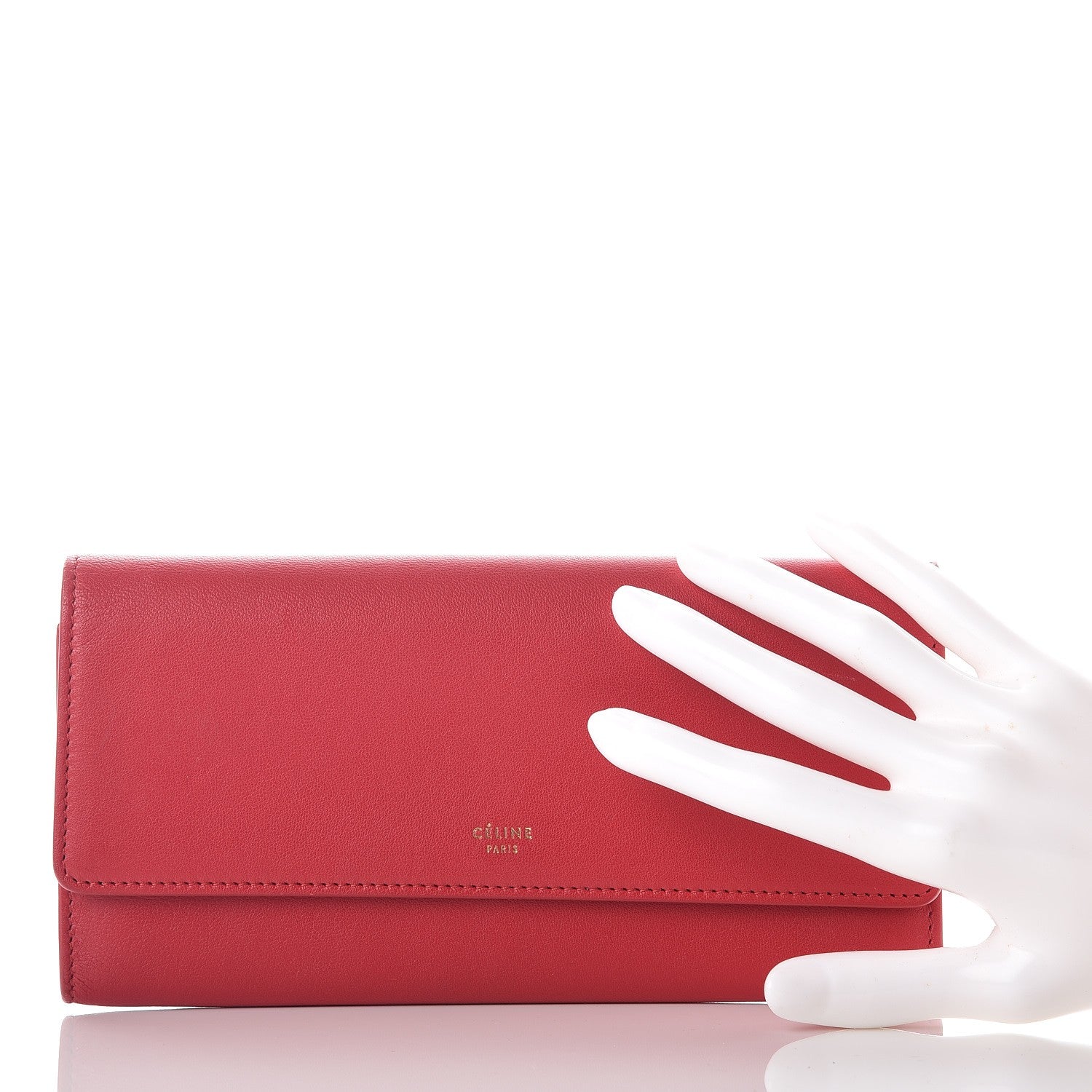 Celine Smooth Calfskin Large Flap Wallet Red 2 of 7