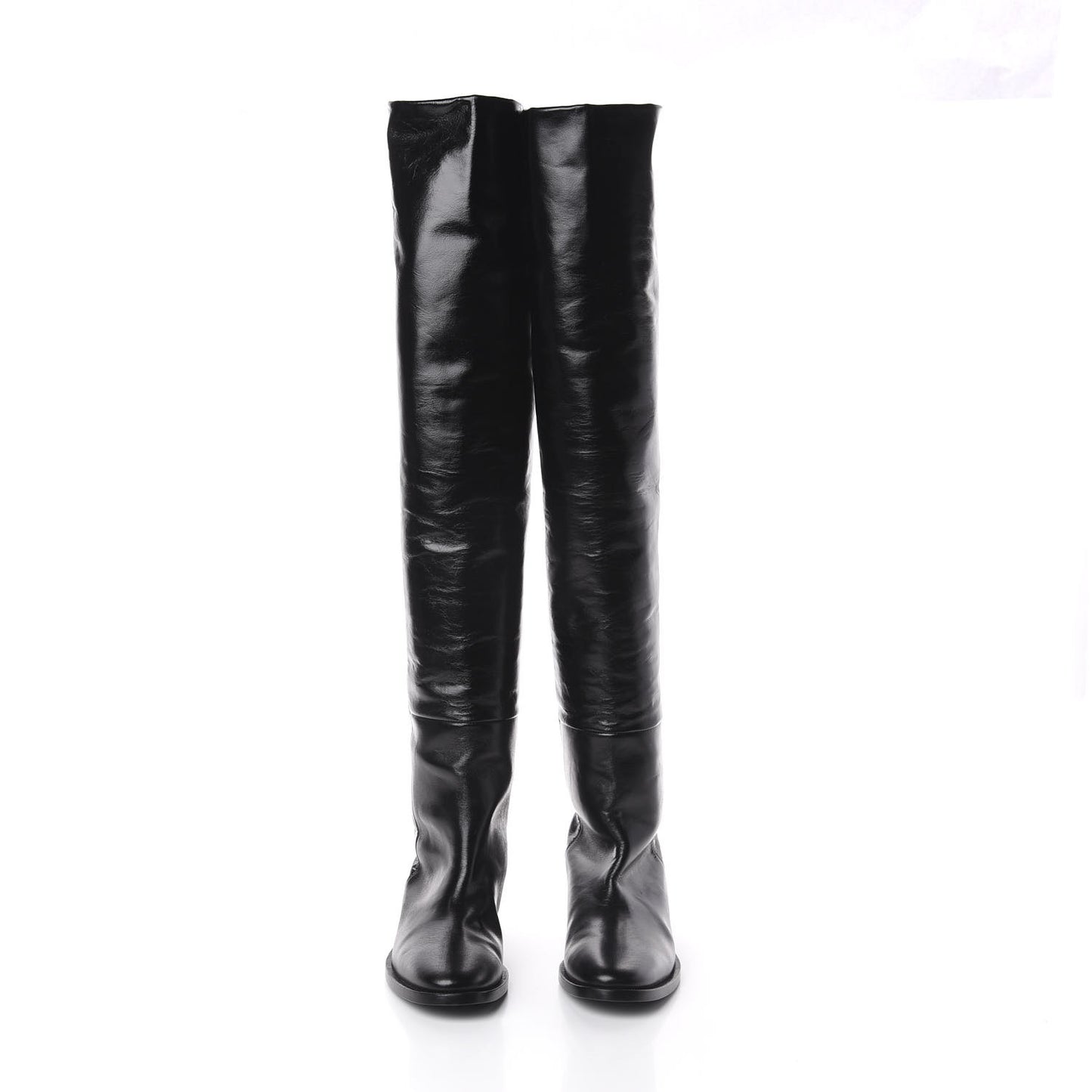 Calfskin Thigh High Boots 35.5 Black