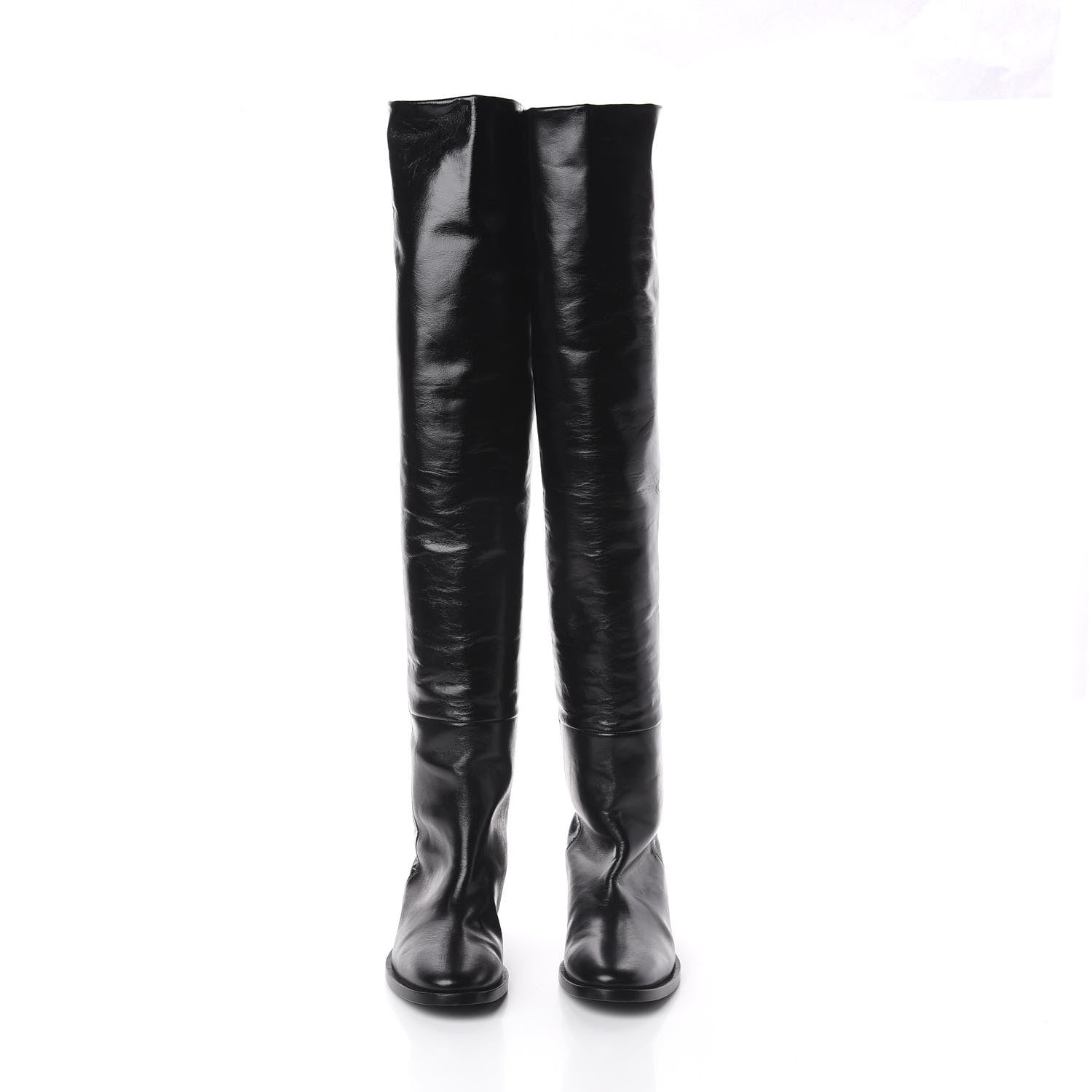 Saint Laurent Calfskin Thigh High Boots 35.5 Black 2 of 6