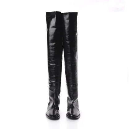 Saint Laurent Calfskin Thigh High Boots 35.5 Black 2 of 6