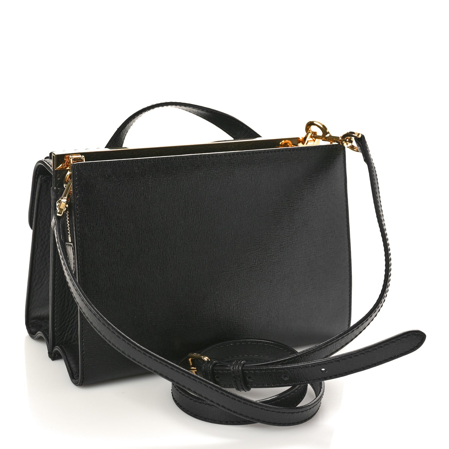 Fendi Vitello Elite Studded Monster Mini Demi Jour Shoulder Bag Black 3 of 10