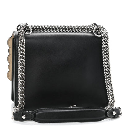 Fendi Vitello Liberty Pearl Scalloped Studded Small Kan I Shoulder Bag Black 3 of 12