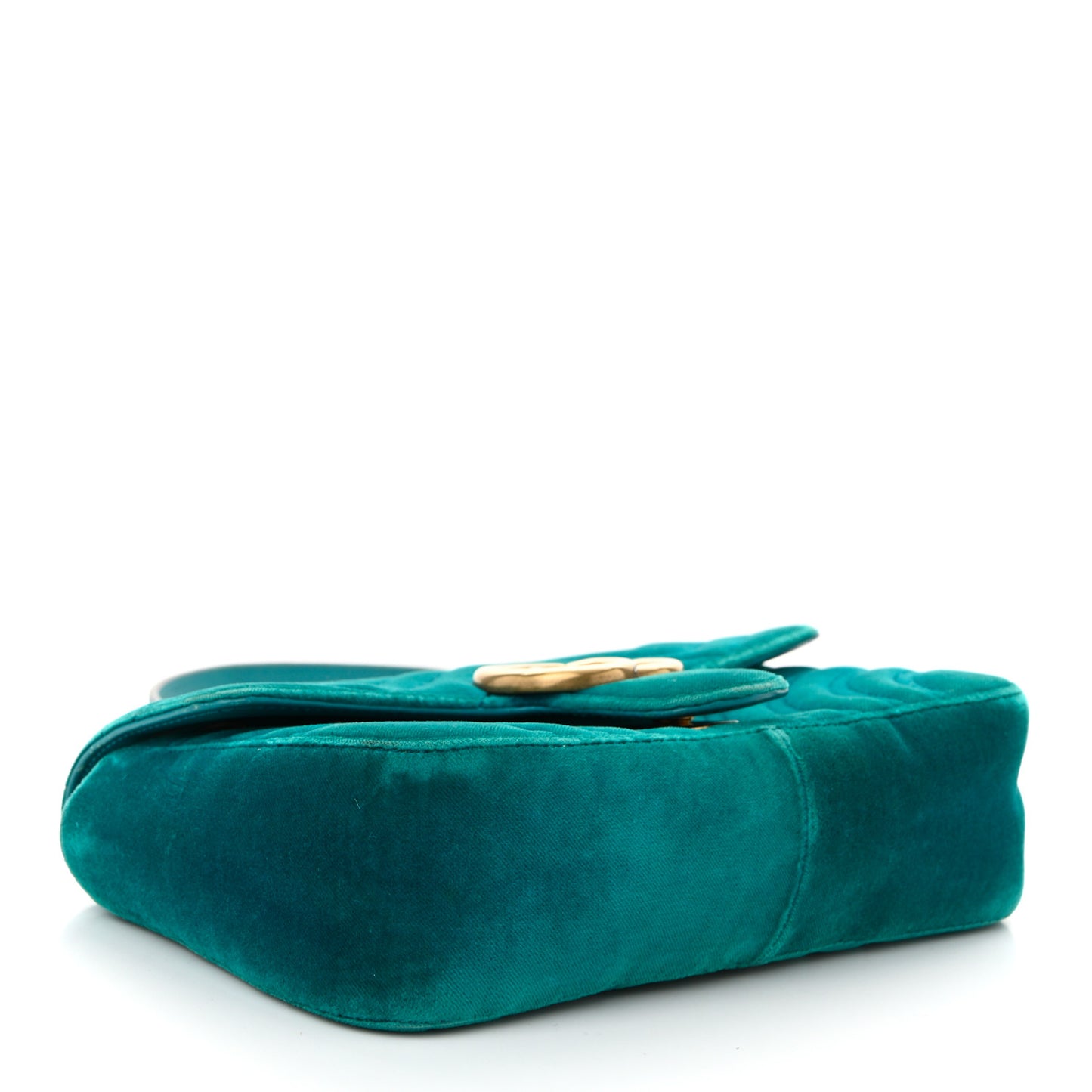 Velvet Matelasse Mini GG Marmont Shoulder Bag Pavone Cyan