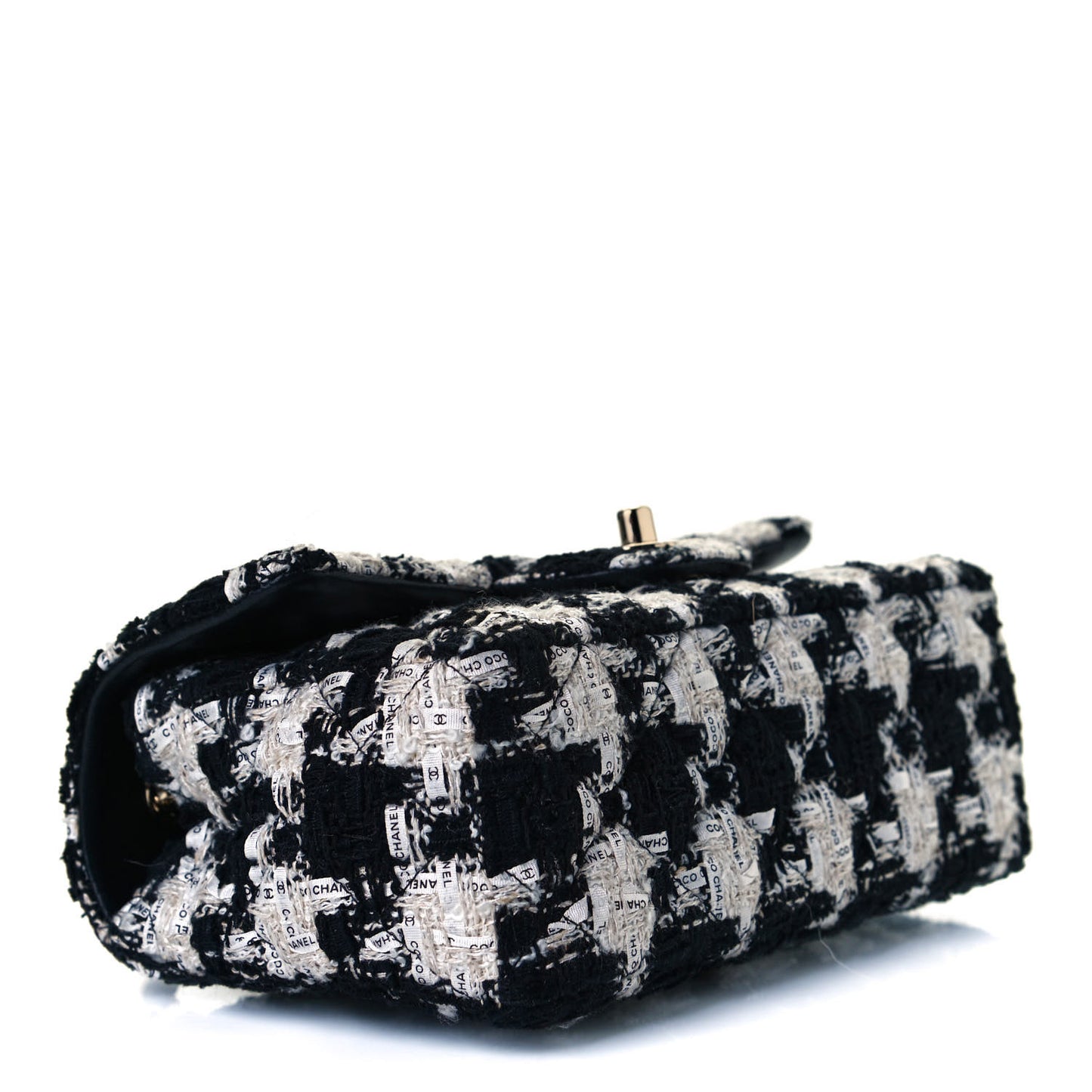 Tweed Quilted Mini Rectangular Flap Black Ecru White