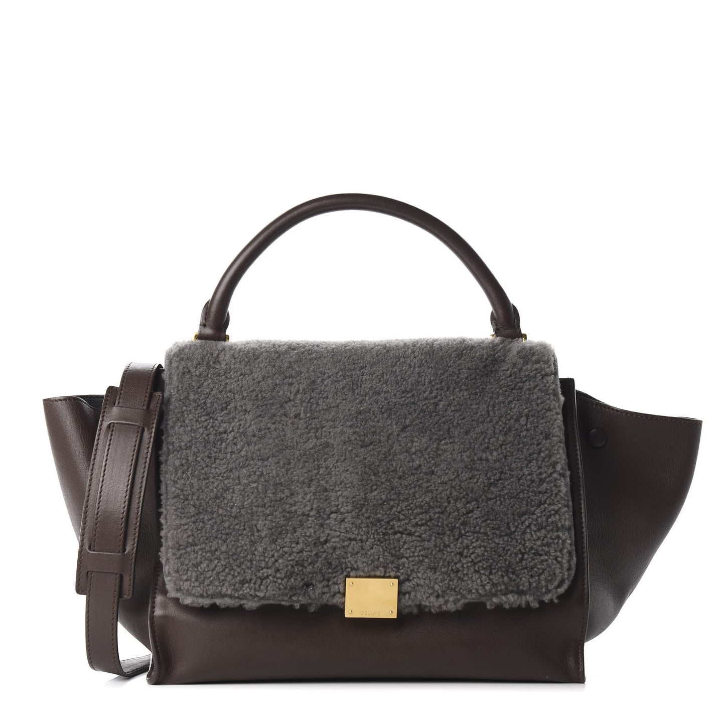 Shearling Calfskin Medium Trapeze Grey