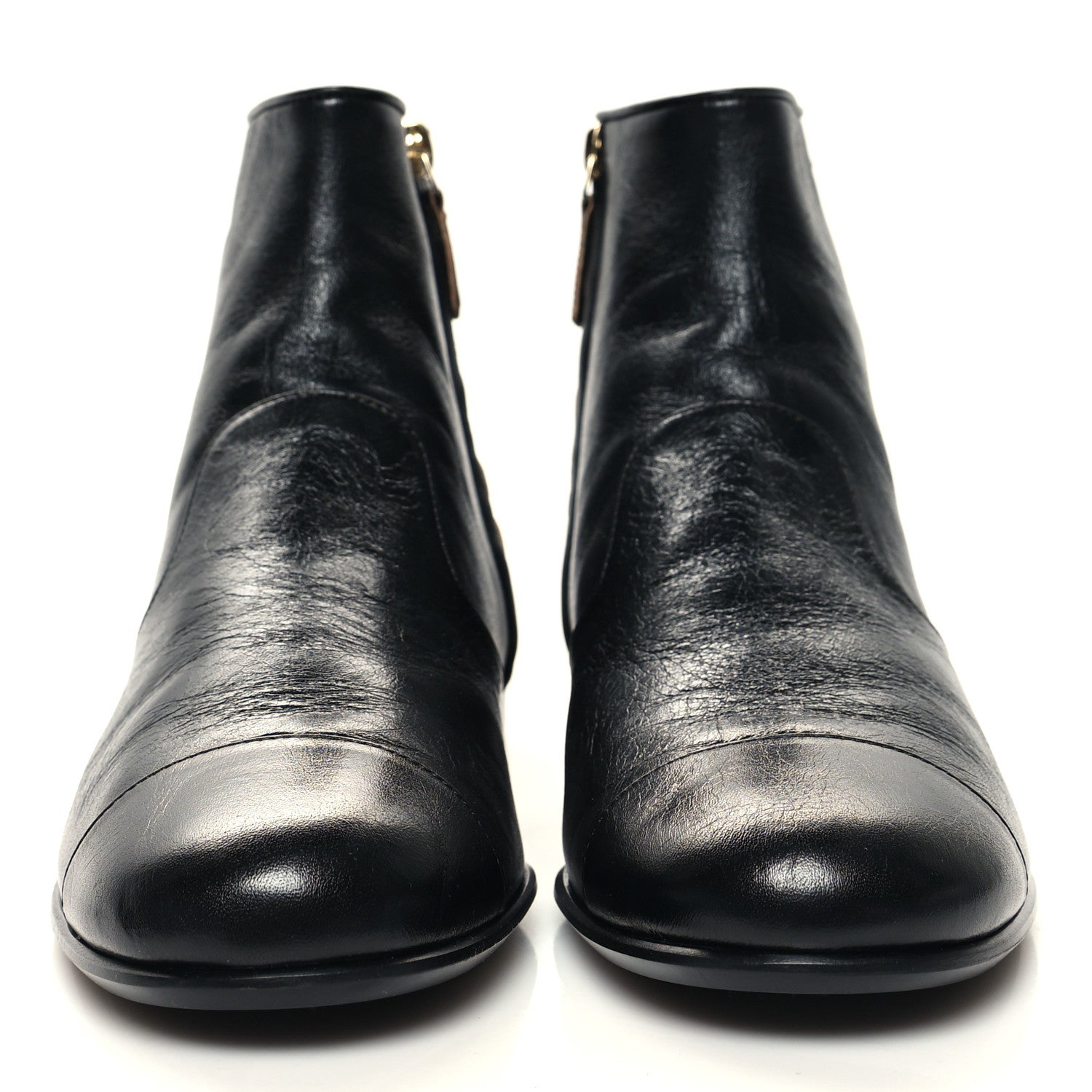Chanel Aged Calfskin CC Ankle Boots 37 Black 2 of 8