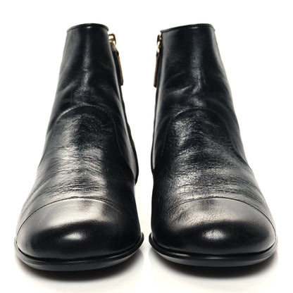 Chanel Aged Calfskin CC Ankle Boots 37 Black 2 of 8
