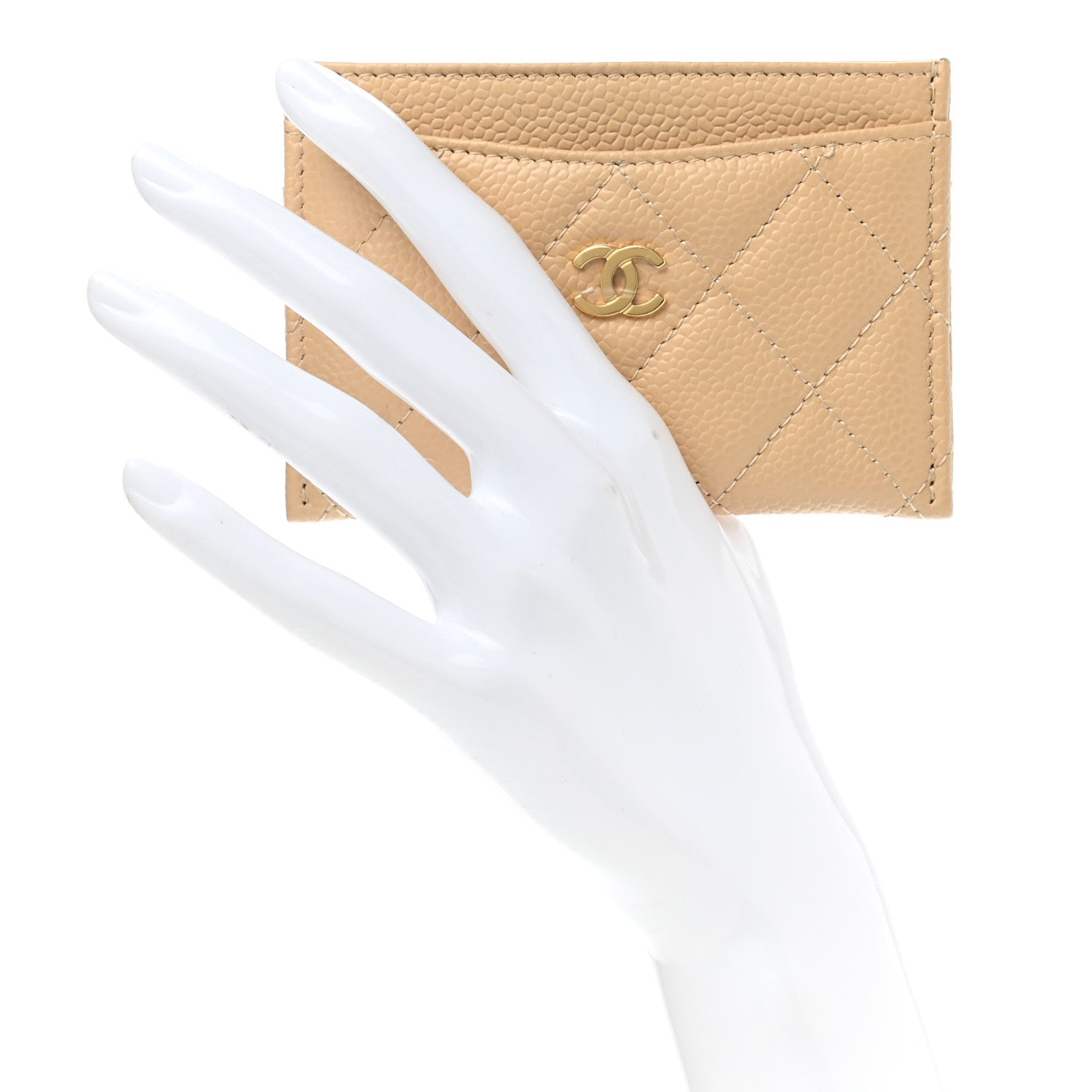 Chanel Caviar Quilted Card Holder Beige 2 of 9