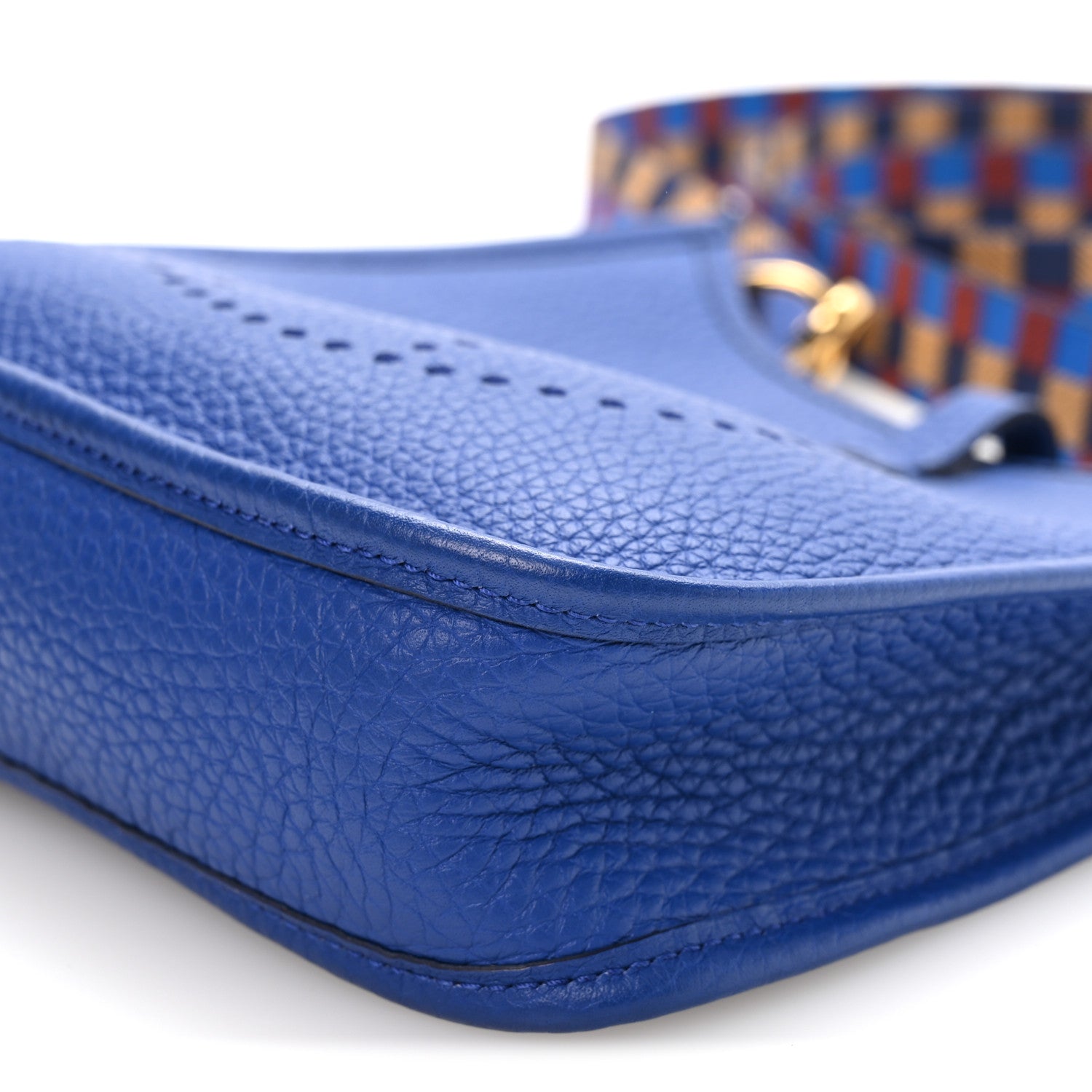 Hermes Taurillon Clemence Maxi Quadrille Evelyne TPM Royal Bleu Bleu Bill Biscuit Rouge H 9 of 9