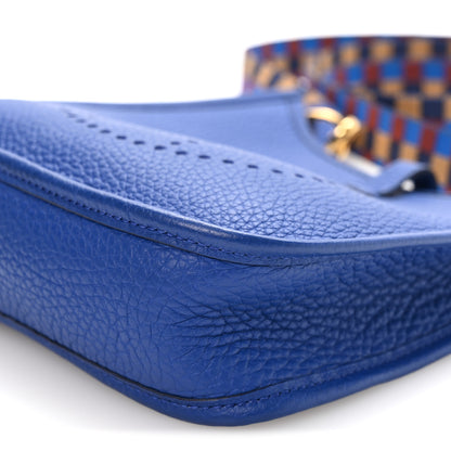 Hermes Taurillon Clemence Maxi Quadrille Evelyne TPM Royal Bleu Bleu Bill Biscuit Rouge H 9 of 9