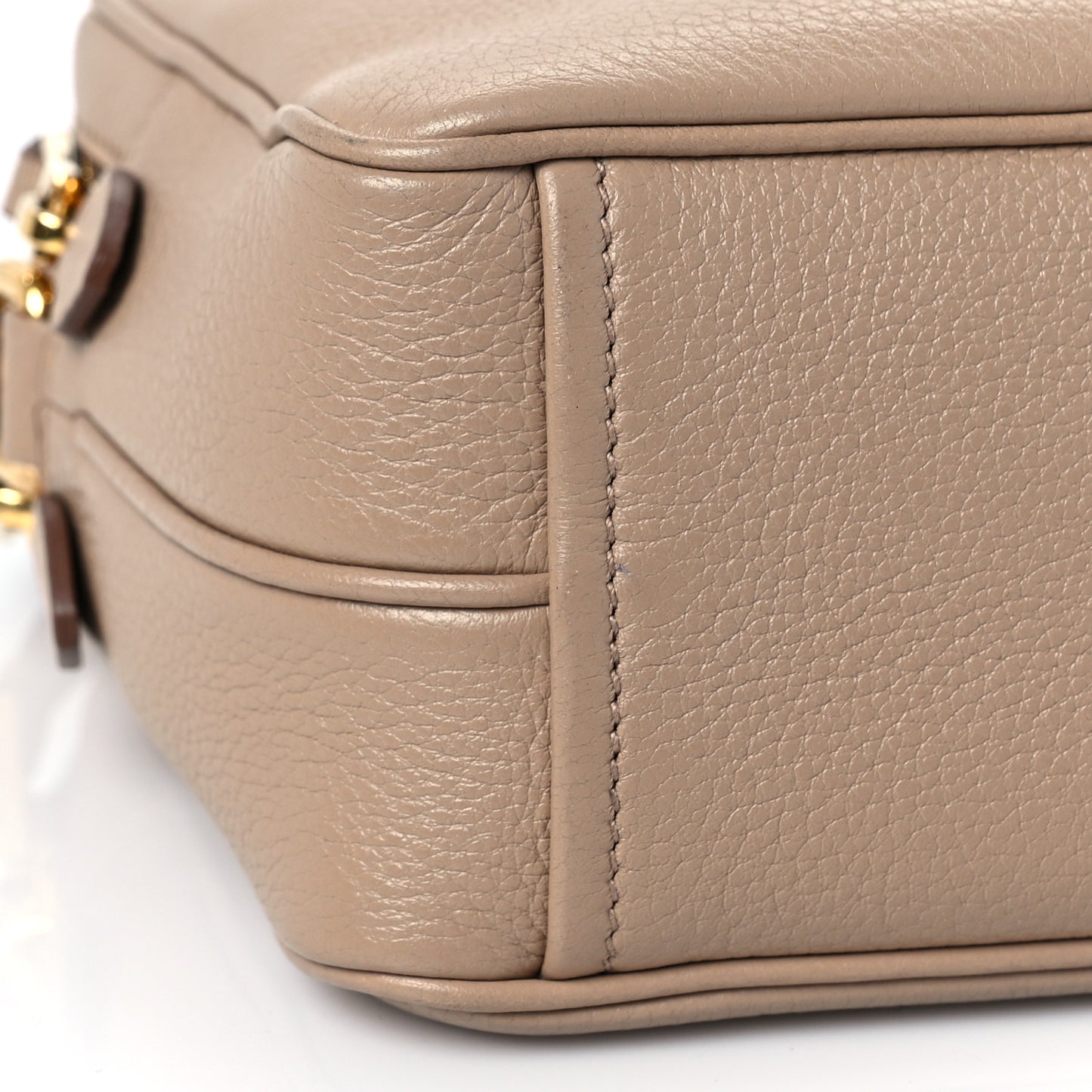 Vitello Daino Medium Double Zip Shoulder Bag Cammeo