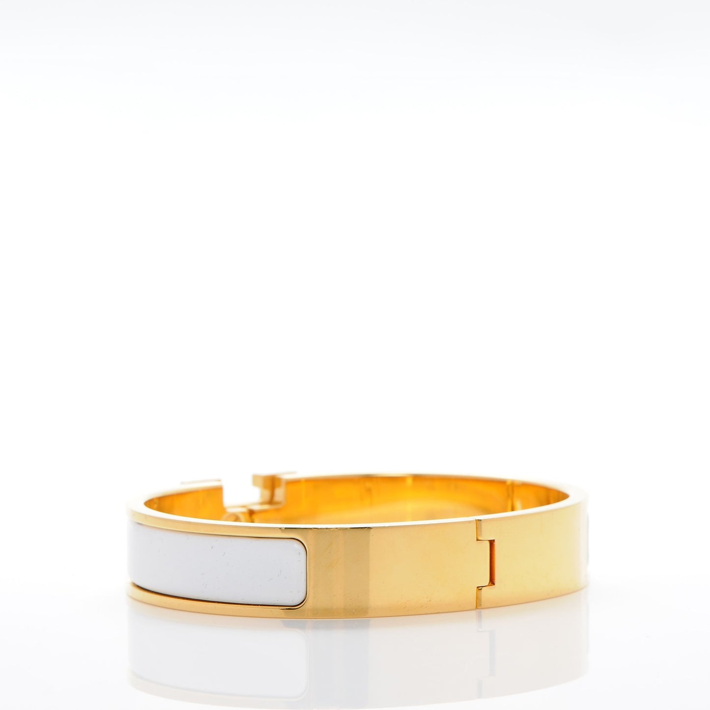 Enamel Narrow Clic Clac H Bracelet GM White