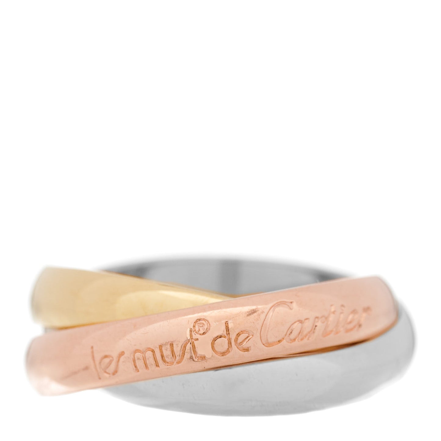 18K Pink Yellow White Gold Classic Les Must De Cartier Trinity Ring 52 6