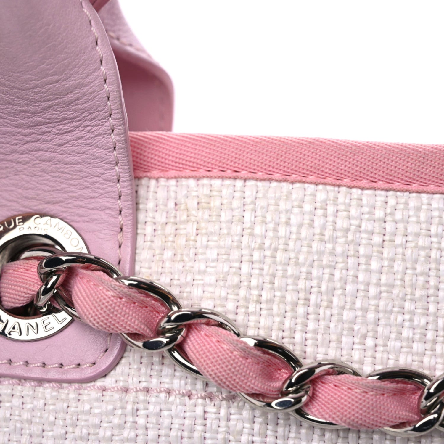 Chanel Woven Straw Raffia Medium Deauville Tote Pink 10 of 13