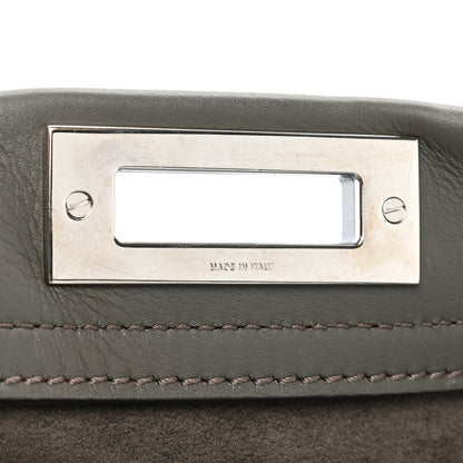 Fendi Vitello Seta Shiny Nappa Medium Peekaboo Iconic Satchel Carbone Grigio Polvere 7 of 12