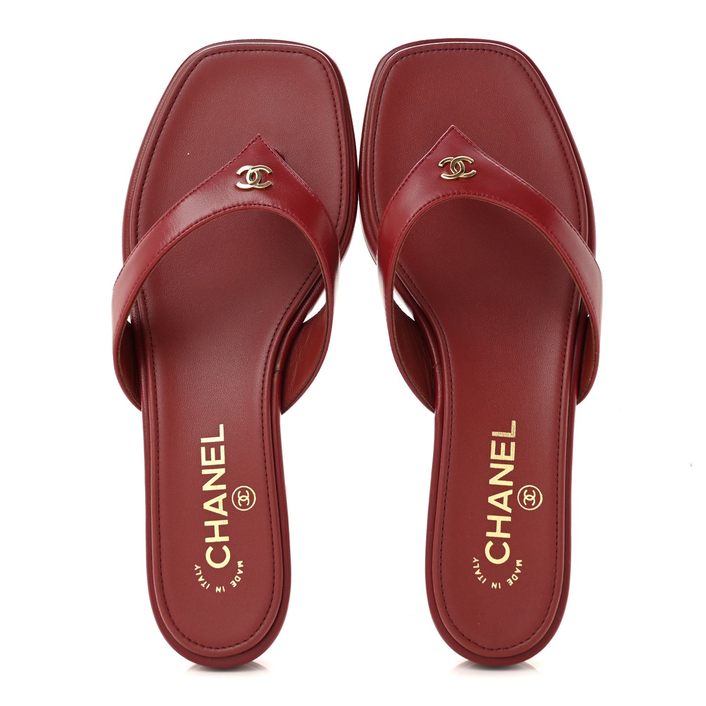 Lambskin CC Thong Sandals 39 Burgundy