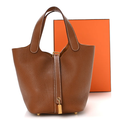 Hermes Taurillon Clemence Picotin Lock 18 PM Gold 13 of 14