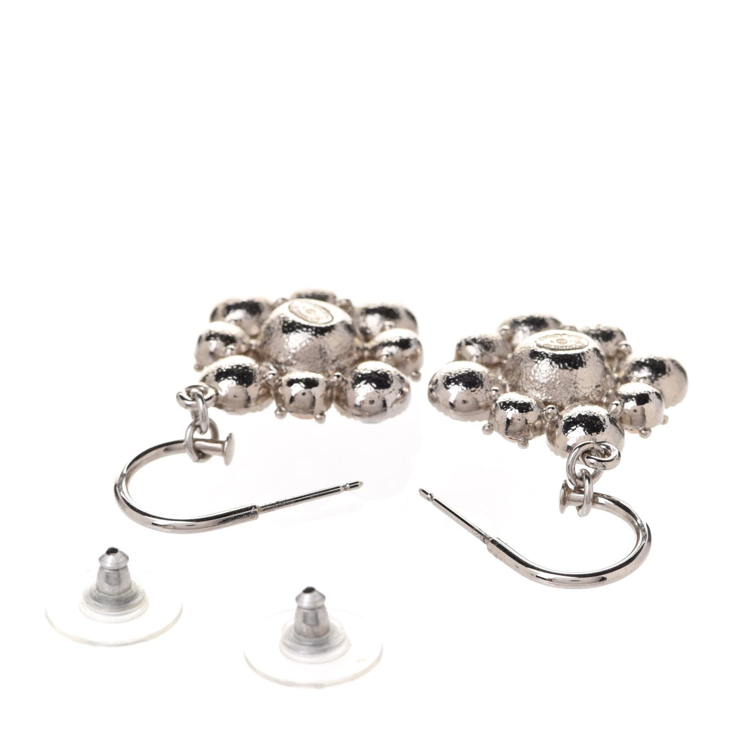 Chanel Crystal CC Dangle Earrings Silver 3 of 5