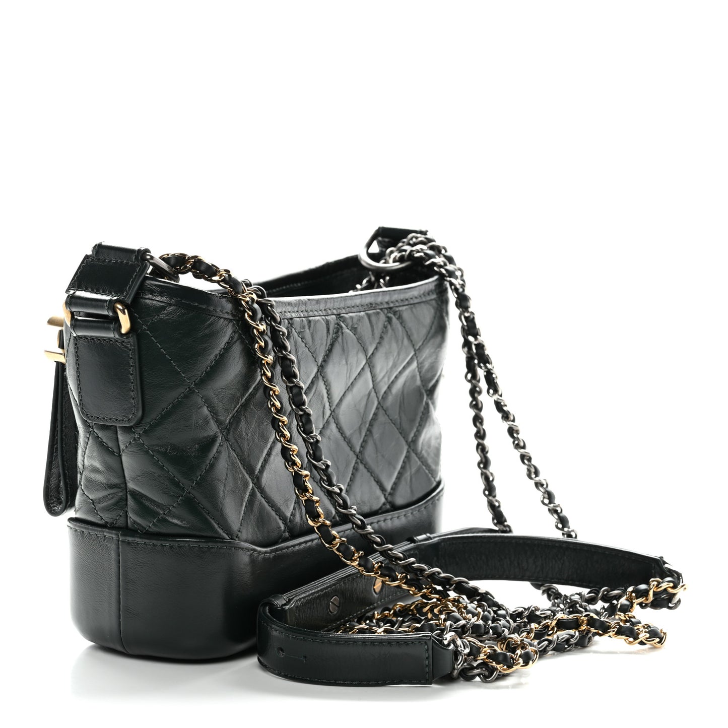 Aged Calfskin Quilted Small Gabrielle Hobo Dark Green